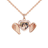 Photo Box Necklace Pendant Engraved Name Diamond Heart Frame