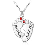 Hiyong Footprint Pendant Necklace Personalized Birth Stone Mom Dad
