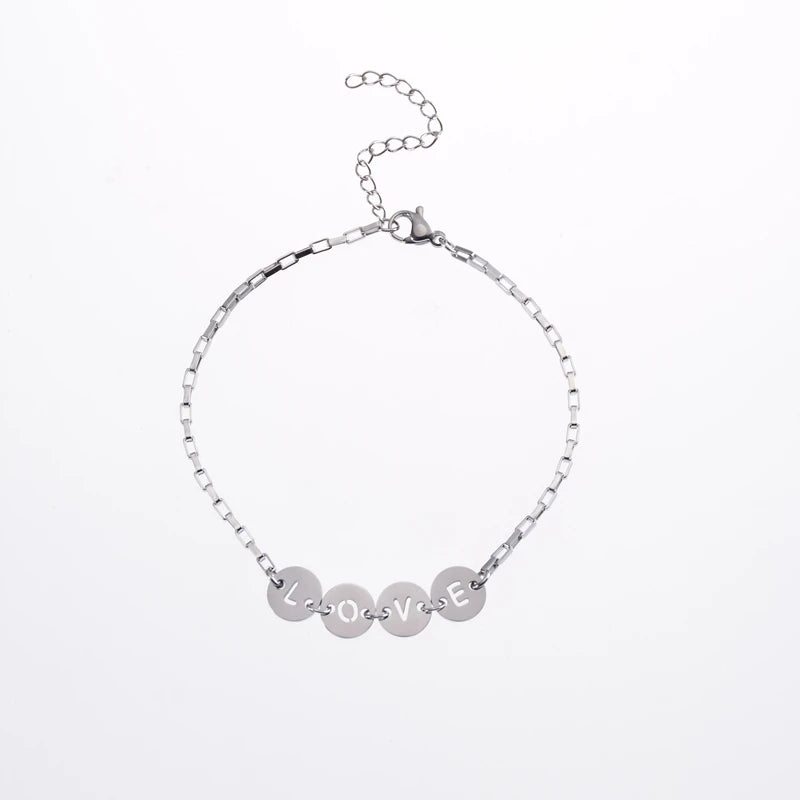 Hiyong Personalized Disc Letter Bracelet Charm Name Jewelry