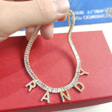 Hiyong Name Anklet 9mm Zircon Letter Anklet Personalized Number Anklets