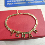 Hiyong Name Anklet 9mm Zircon Letter Anklet Personalized Number Anklets