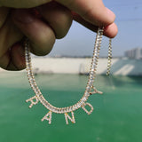 Hiyong Name Anklet 9mm Zircon Letter Anklet Personalized Number Anklets