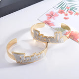 Hiyong Name Bangle, Personalized Women Nameplate Bangles Double Layer Bracelet