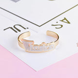 Hiyong Name Bangle, Personalized Women Nameplate Bangles Double Layer Bracelet
