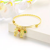 Hiyong Open Bangle Birth Stone Name Bangle Adjustable Bracelets
