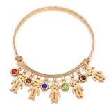 Hiyong Open Bangle Birth Stone Name Bangle Adjustable Bracelets