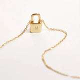 Hiyong Letter Necklace Lock Portrait Pendants Necklaces Metal Key Heart