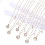 Hiyong Initial Letter Necklace 925 Silver Pendant Round Zircon Mother's Gift