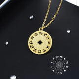 Hiyong S925 Silver Zodiac Sign Constellations Compass Pendant Necklace