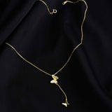Hiyong Silver Butterfly Pendant Necklace Women Golden Statement Necklace Jewelry