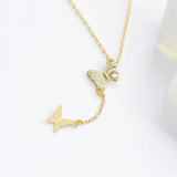 Hiyong Silver Butterfly Pendant Necklace Women Golden Statement Necklace Jewelry