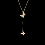 Hiyong Silver Butterfly Pendant Necklace Women Golden Statement Necklace Jewelry