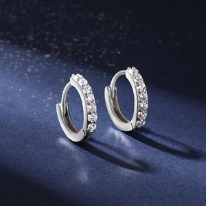 925 Silver Zircon Ear Clip Earrings, Mother's Gift