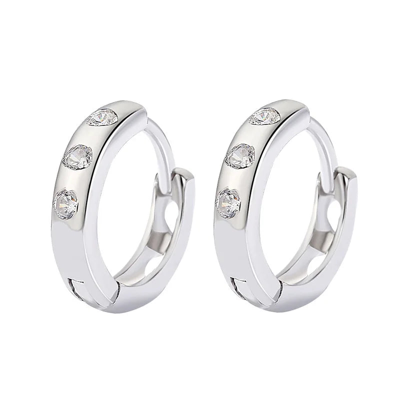 925 Silver Zircon Ear Clip Earrings, Mother's Gift