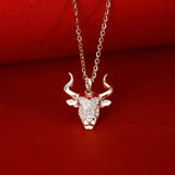 925 Silver Bullfight Necklace Animal Jewelry Bull Head Necklaces