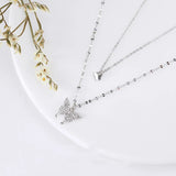 Hiyong Butterfly Pendant Necklace Double Layer Women Silver Jewelry