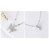 Hiyong Butterfly Pendant Necklace Double Layer Women Silver Jewelry