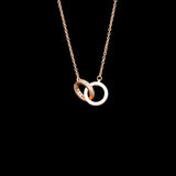 Hiyong Silver Double Circle Necklace Interlock Clavicle Short Necklace
