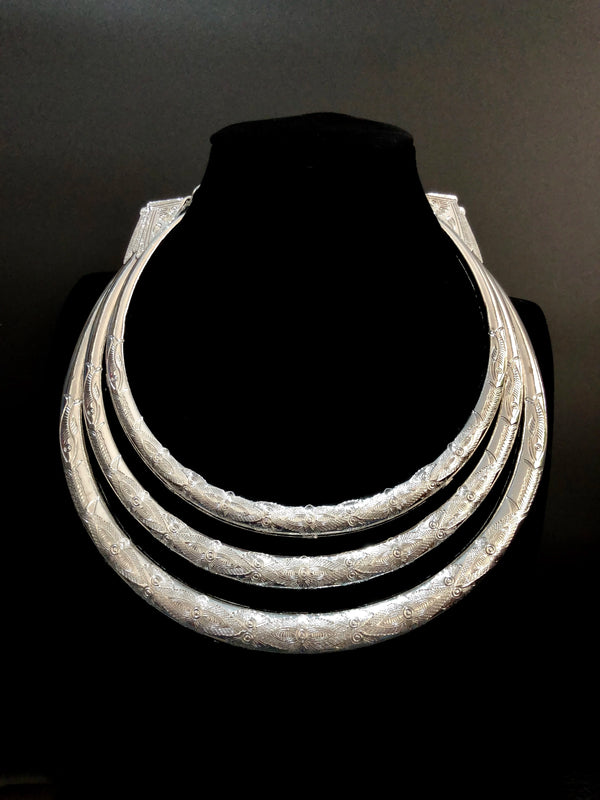 Hmong Triple Collar Ethnic Lady Necklace