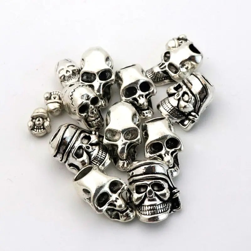 Tibetan Large Skull Beads Metal Spacer Bracelet Necklace Diy Accessory