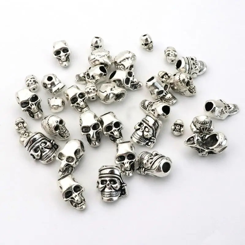 Tibetan Large Skull Beads Metal Spacer Bracelet Necklace Diy Accessory