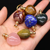 Heart-Shaped Natural Stone Perfume Bottle Pendant Chrysolite/Unakite