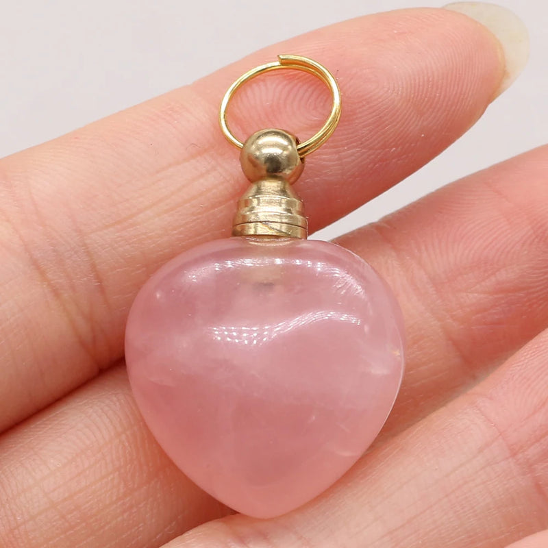 Heart-Shaped Stone Perfume Bottle Pendant for Jewelry Making
