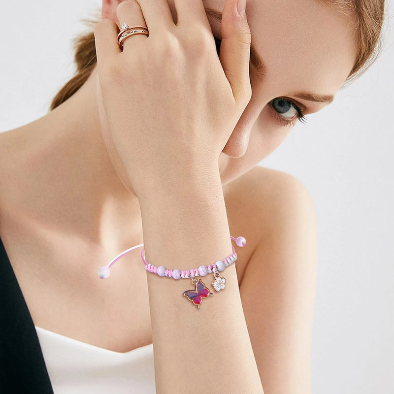 Antique Butterfly Bracelet & Rose Earrings Set