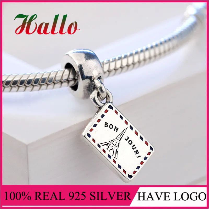 Holiday Greeting Charm Beads - Fits Silver 925 Bracelet - Jewelry Making