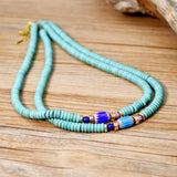 Tibet Turquoise Glass Beaded Necklace Minority Choker Collar Chain