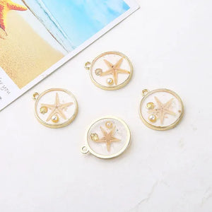 Holiday Phnom Penh Shell Conch Starfish Round Pendant DIY Earrings Material