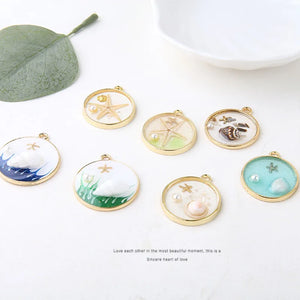 Holiday Phnom Penh Shell Conch Starfish Round Pendant DIY Earrings Material
