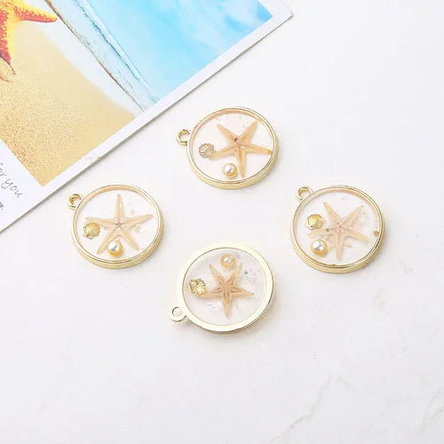 Holiday Phnom Penh Shell Conch Starfish Round Pendant DIY Earrings Material