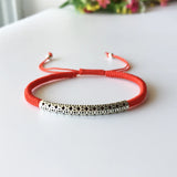 925 Silver Band Bracelets Red Thread Fine Jewelry Adjustable Wedding