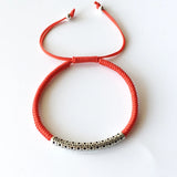 925 Silver Band Bracelets Red Thread Fine Jewelry Adjustable Wedding
