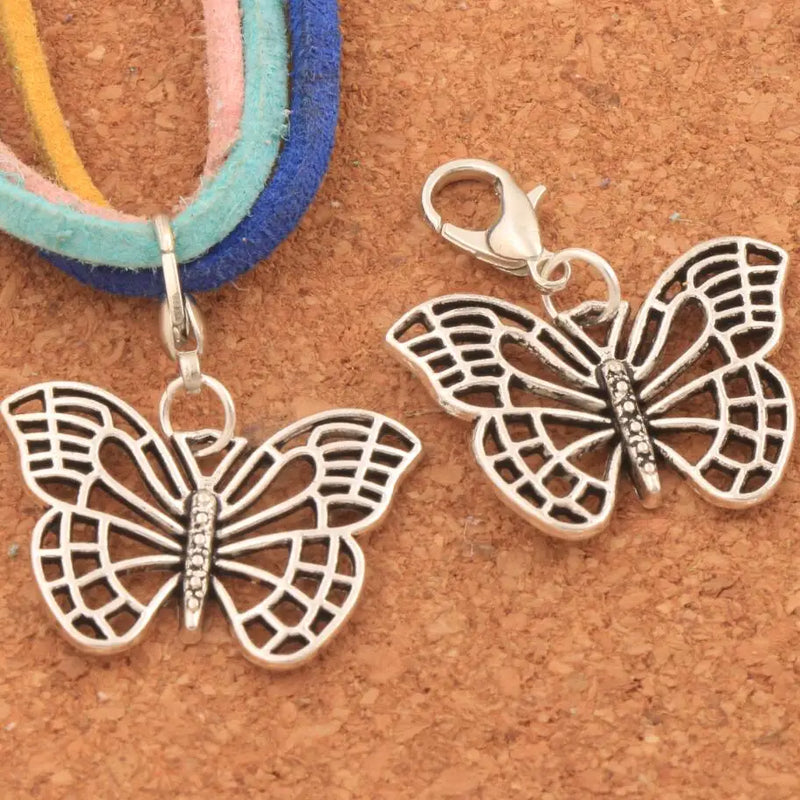 Hollow Butterfly Animal Clasp Charm Beads 15Pcs