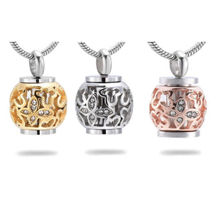 Hollow Butterfly Crystal Urn Cremation Necklace Memorial Pendant