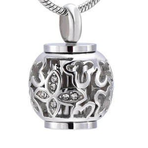 Hollow Butterfly Crystal Urn Cremation Necklace Memorial Pendant