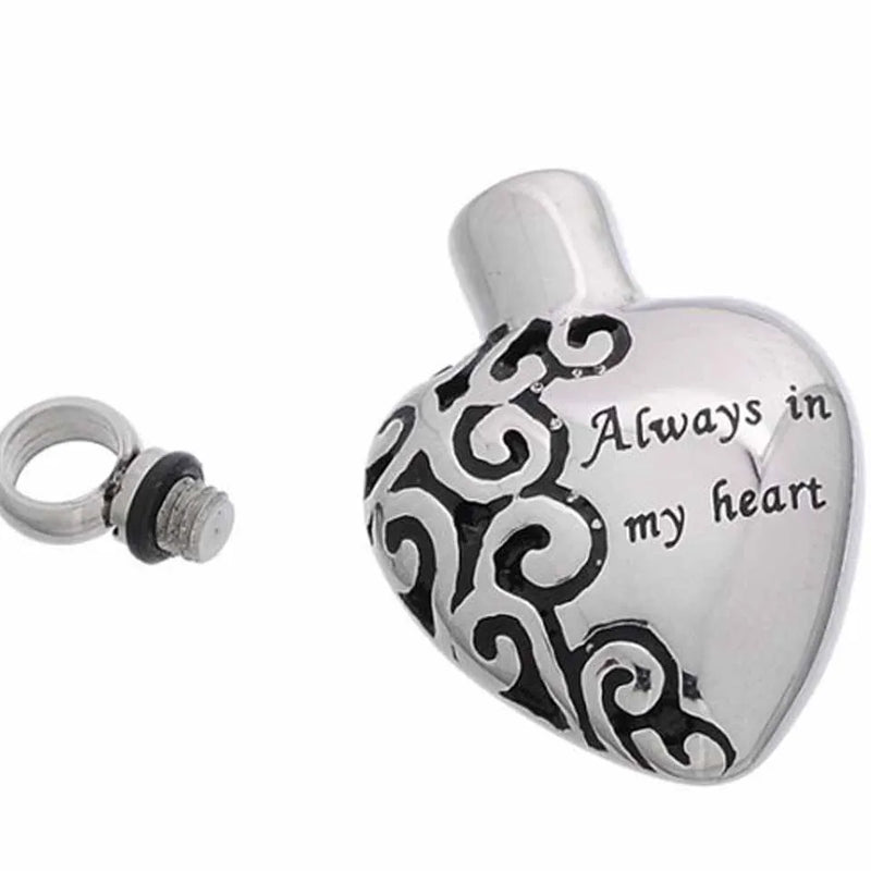 Floral Always In My Heart Pendant Necklace - Memorial Urn Jewelry