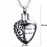 Floral Always In My Heart Pendant Necklace - Memorial Urn Jewelry