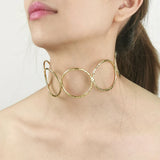 Hollow Circle Alloy Torques Choker Bib Necklace Punk Wide Chocker Jewelry