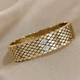 Exaggerated Cross Rhombus Cuff Bracelet with Zircon Inlay