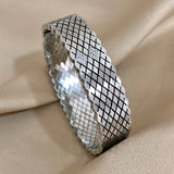 Exaggerated Cross Rhombus Cuff Bracelet with Zircon Inlay