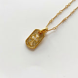 Hollow Cross Zicorn Plate Pendant Necklace 18K Yellow Plated Christian Jewelry