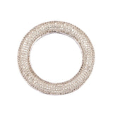 Hollow Donut Round Tassel Head Micro Paved CZ Bead, White Plated, 49mm