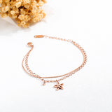 Double Layer Rose Bangle Bracelet Stainless Steel Cuff Hand Jewelry