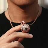 Football Pendant Necklace Ice Out CZ Hip Hop Jewelry