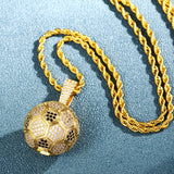 Football Pendant Necklace Ice Out CZ Hip Hop Jewelry