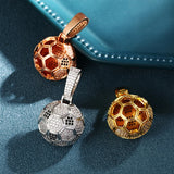 Football Pendant Necklace Ice Out CZ Hip Hop Jewelry