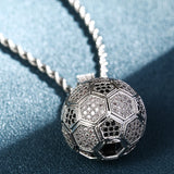 Football Pendant Necklace Ice Out CZ Hip Hop Jewelry